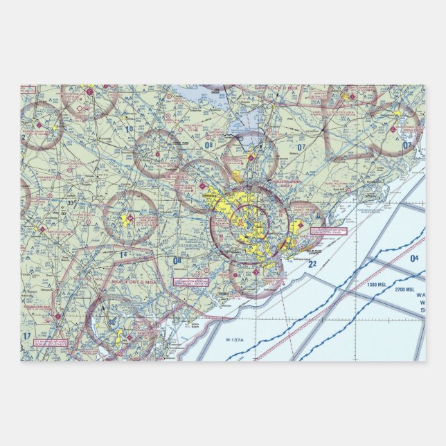 Charleston South Carolina Aeronautical Chart  Wrapping Paper Sheets (Front 3)