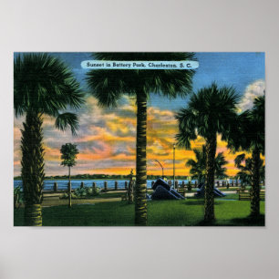 Charleston, South Carolina, Battery Park, Vintage Poster