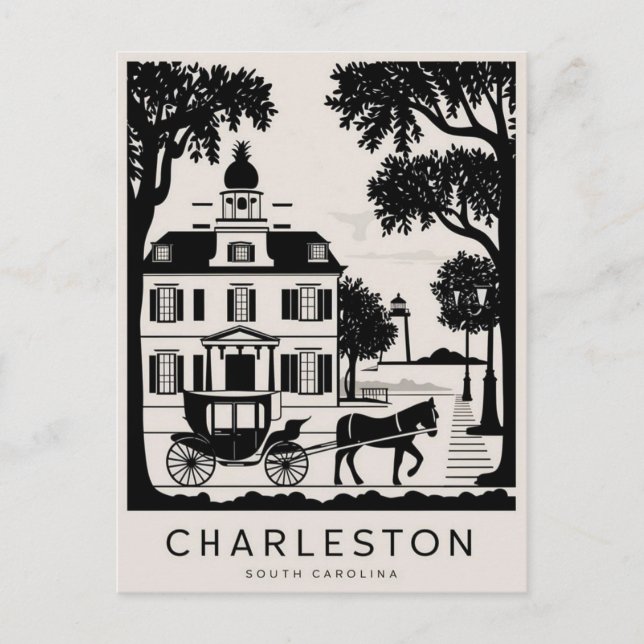 Charleston, South Carolina Black & White Postcard (Front)