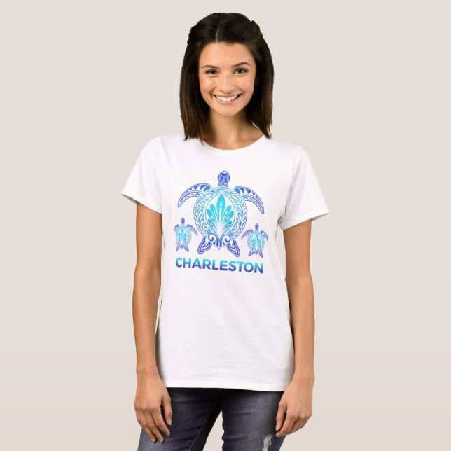 Charleston South Carolina Blue Turtle Souvenirs T-Shirt (Front Full)