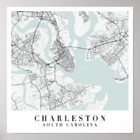 Charleston South Carolina Blue Water Street Map