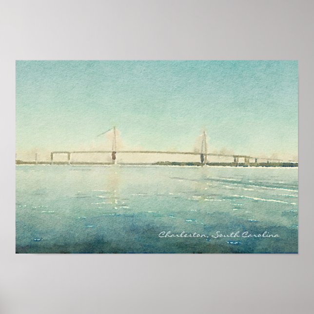 Charleston South Carolina Bridge Watercolor Print (Front)