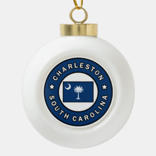 Charleston South Carolina Ceramic Ball Christmas Ornament