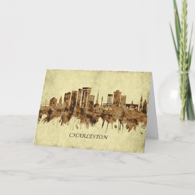 Charleston South Carolina Cityscape Holiday Card (Front)