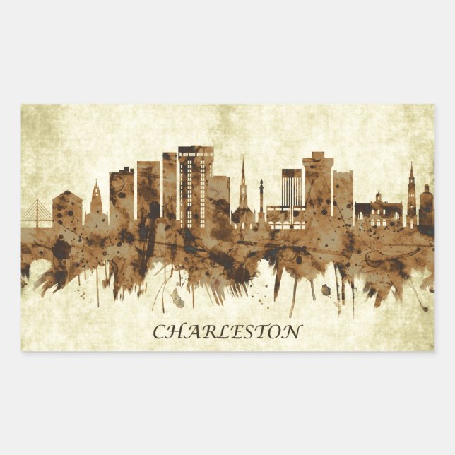 Charleston South Carolina Cityscape Rectangular Sticker (Front)