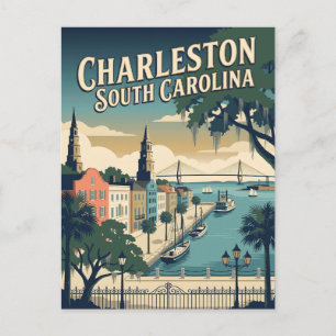 Charleston South Carolina Coastal Travel Poster Postcard