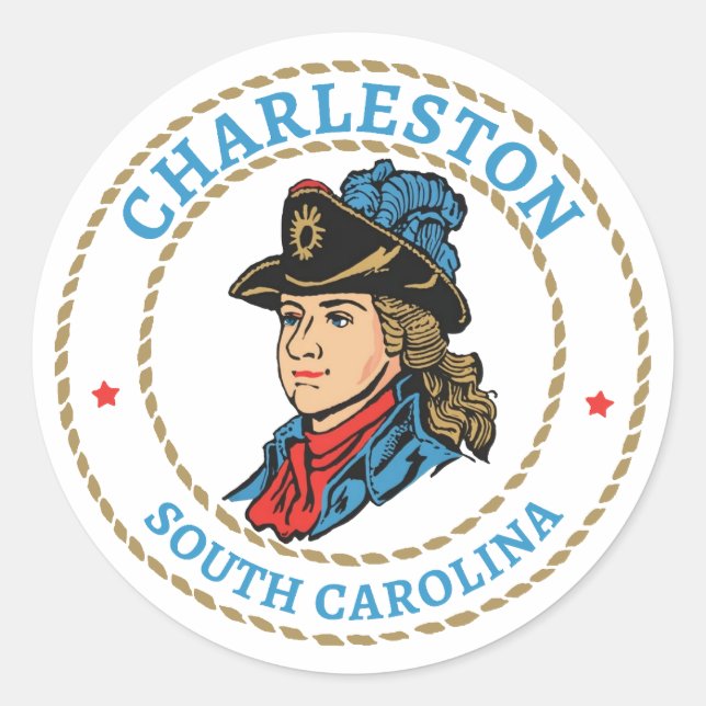 Charleston South Carolina Colonial Classic Round Sticker (Front)