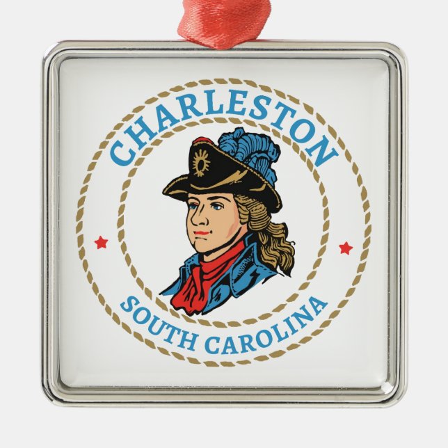 Charleston South Carolina Colonial Metal Ornament (Front)