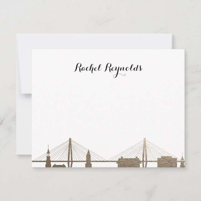 Charleston South Carolina Faux Gold Notecard (Front)