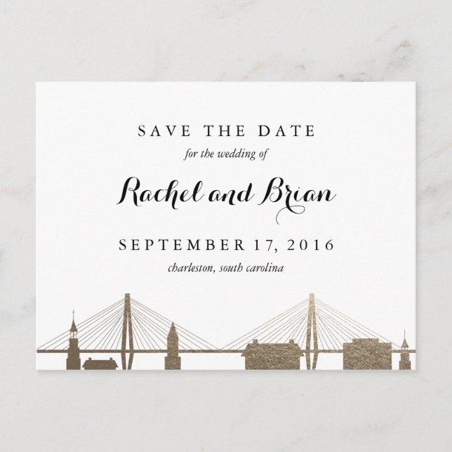 Charleston South Carolina Faux Gold Postcard (Front)