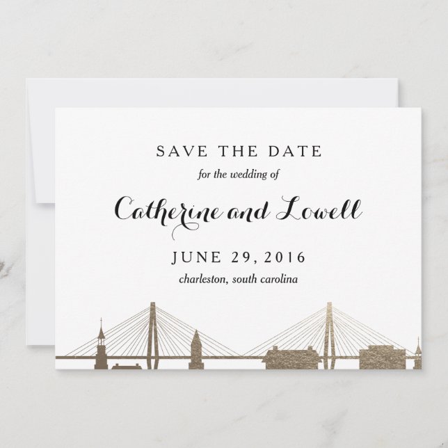 Charleston South Carolina Faux Gold Save the Date (Front)