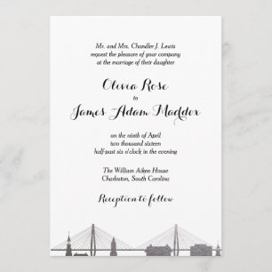 Charleston South Carolina Faux Silver Invitation