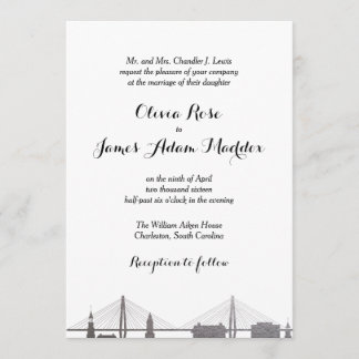 Charleston South Carolina Faux Silver Invitation