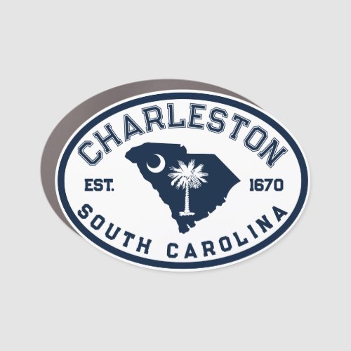 Charleston South Carolina Flag Map Navy Car Magnet