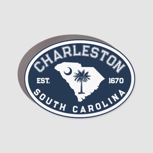 Charleston South Carolina Flag Map Navy Car Magnet