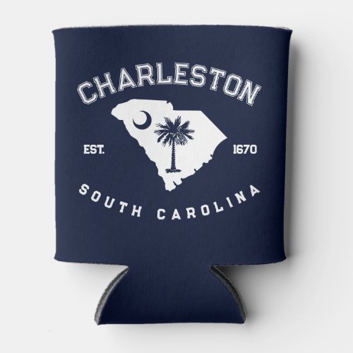 Charleston South Carolina Flag Map Navy Souvenirs Can Cooler