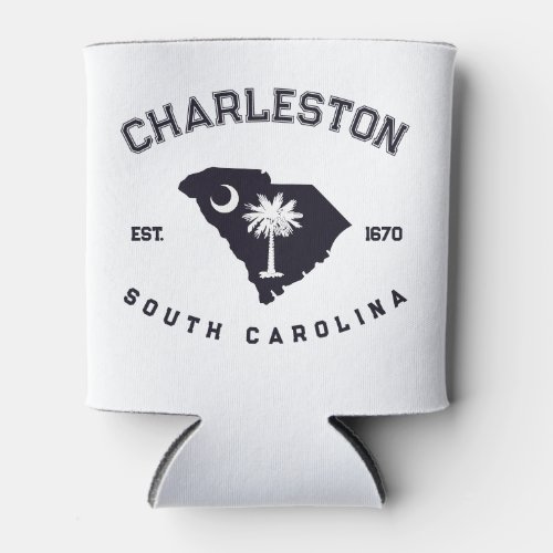 Charleston South Carolina Flag Map Navy Souvenirs Can Cooler