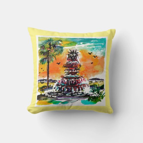 Charleston South Carolina Fountain Customize Back Throw Pillow