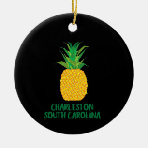Charleston South Carolina Fruit Pineapple Fountain Ceramic Ornament