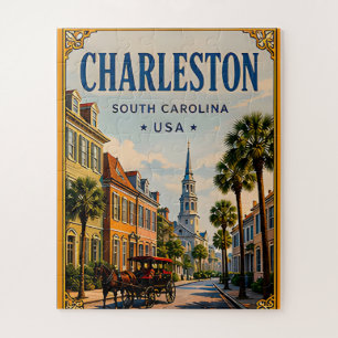 🏛️ Charleston South Carolina Historic Retro Jigsaw Puzzle