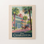 Charleston South Carolina Illustration Travel Art Jigsaw Puzzle<br><div class="desc">Charleston retro vector travel design. From the colorful houses of Rainbow Row to plantation tours,  waterfront views,  and award-winning cuisine,  Charleston blends history,  charm,  and modern vibrancy into one unforgettable destination.</div>