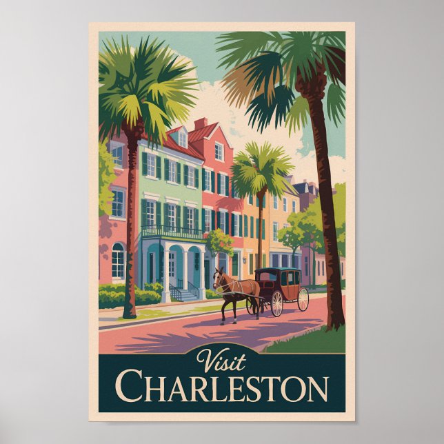 Charleston South Carolina Illustration Travel Art Poster (Front)