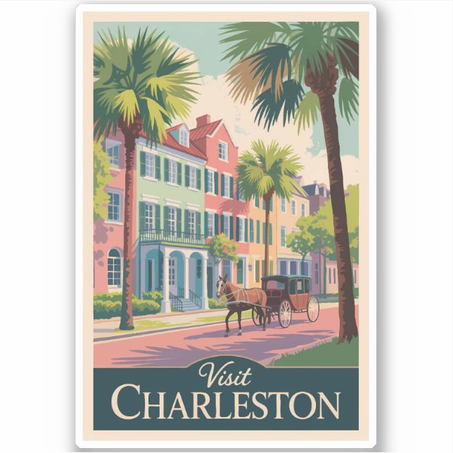 Charleston South Carolina Illustration Travel Art Sticker (Front)