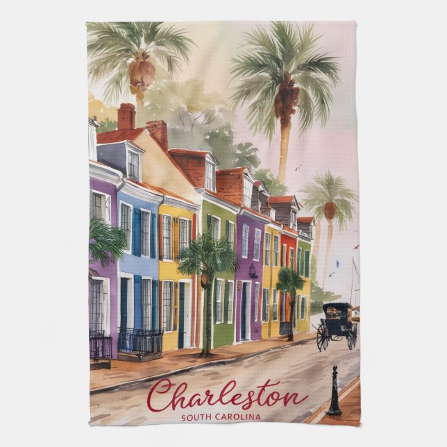Charleston, South Carolina Kitchen Towel (Vertical)