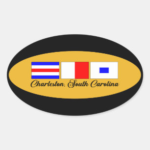 Charleston South Carolina Maritime Signal Flag Oval Sticker