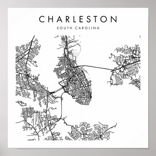 Charleston South Carolina Minimal Modern Street Poster