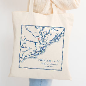Charleston South Carolina Navy Blue Wedding Tote Bag