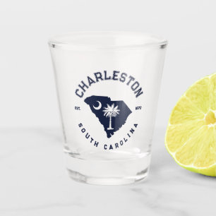 Charleston South Carolina Navy SC Flag Palm Trees Shot Glass