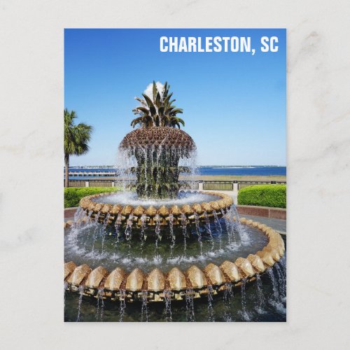 Charleston South Carolina Pineapple Fountain Postcard