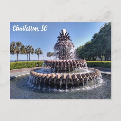 Charleston South Carolina Pineapple Fountain Postcard