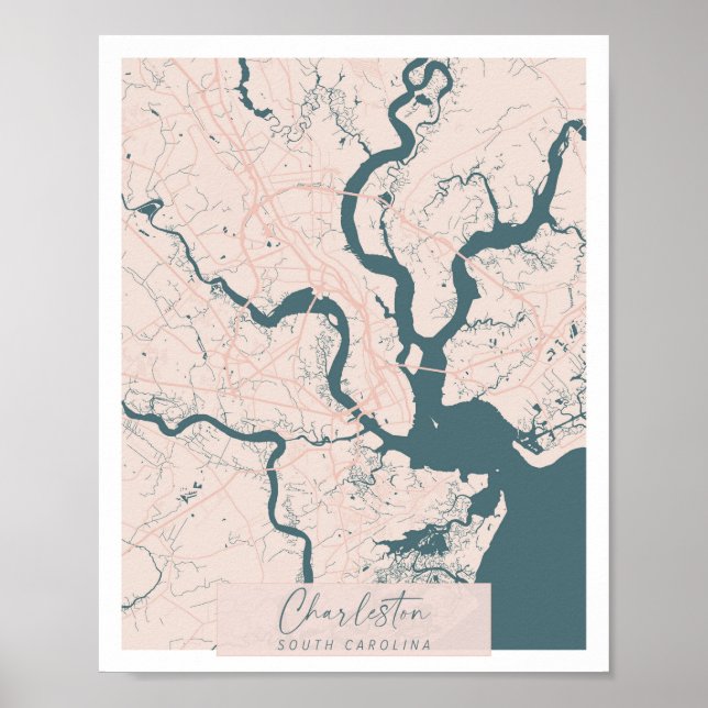 Charleston South Carolina Pink and Blue Cute Poster (Front)