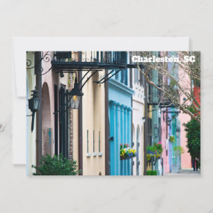 Charleston South Carolina Rainbow Row Flat Card