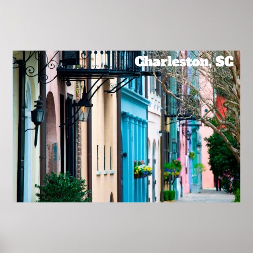 Charleston South Carolina Rainbow Row Houses Poster