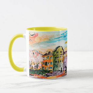 Charleston South Carolina Rainbow Row Whimsical Mug