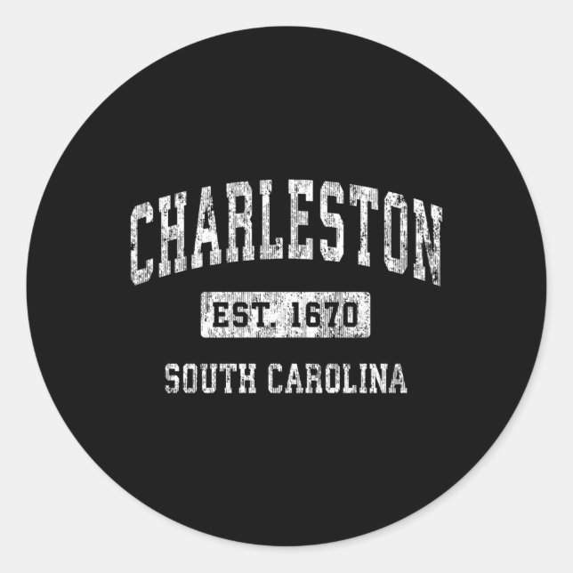 Charleston South Carolina Sc Established Sports Classic Round Sticker (Front)