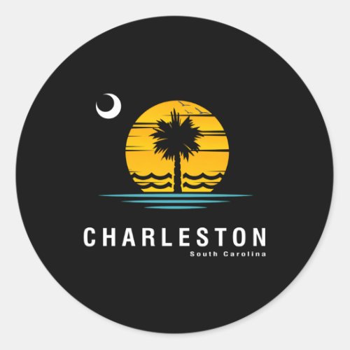 Charleston South Carolina Sc Palmetto Moon Classic Round Sticker