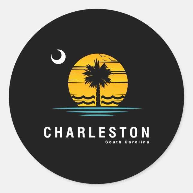 Charleston South Carolina Sc Palmetto Moon Classic Round Sticker (Front)
