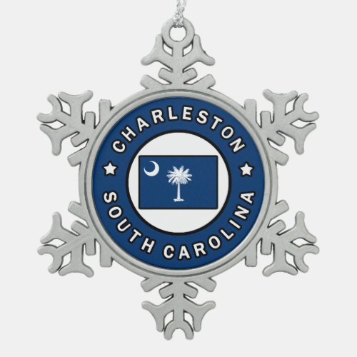 Charleston South Carolina Snowflake Pewter Christmas Ornament