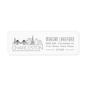 Charleston, South Carolina Stylized Skyline Label