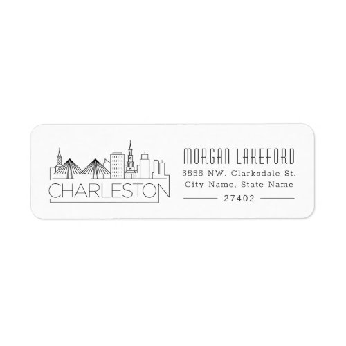 Charleston South Carolina Stylized Skyline  Label