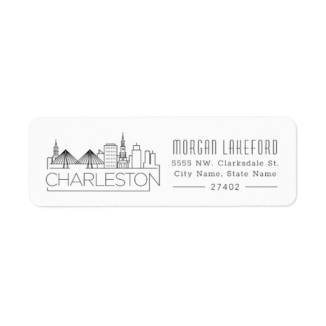 Charleston, South Carolina Stylized Skyline | Label (Front)