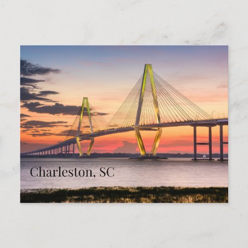 Charleston South Carolina Sunset Bridge Postcard