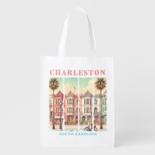 Charleston, South Carolina – Vintage King Street Grocery Bag