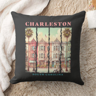 Charleston, South Carolina – Vintage King Street Throw Pillow