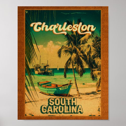 Charleston South Carolina Vintage Retro Souvenir Poster