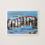 Charleston South Carolina Vintage Travel Jigsaw Puzzle<br><div class="desc">Greetings From Charleston South Carolina US City Vintage Puzzle,  Greetings from all cities of America.</div>